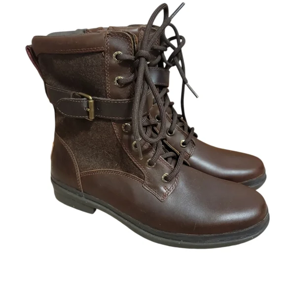 UGG Australia Women’s Brown Distressed Leather Ankle Boots Size 8 Shearling Zip s-l400.jpg main image 4